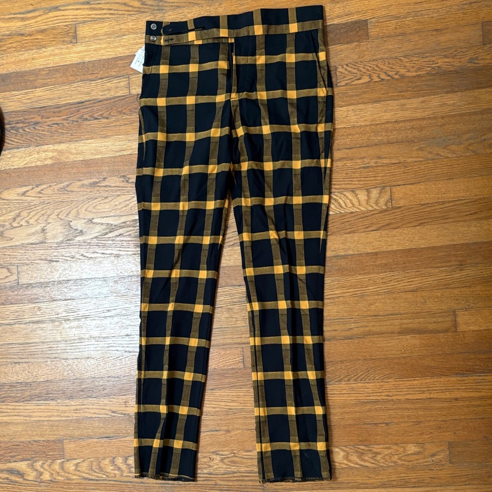 Chiragh Black and Gold Plaid Trousers